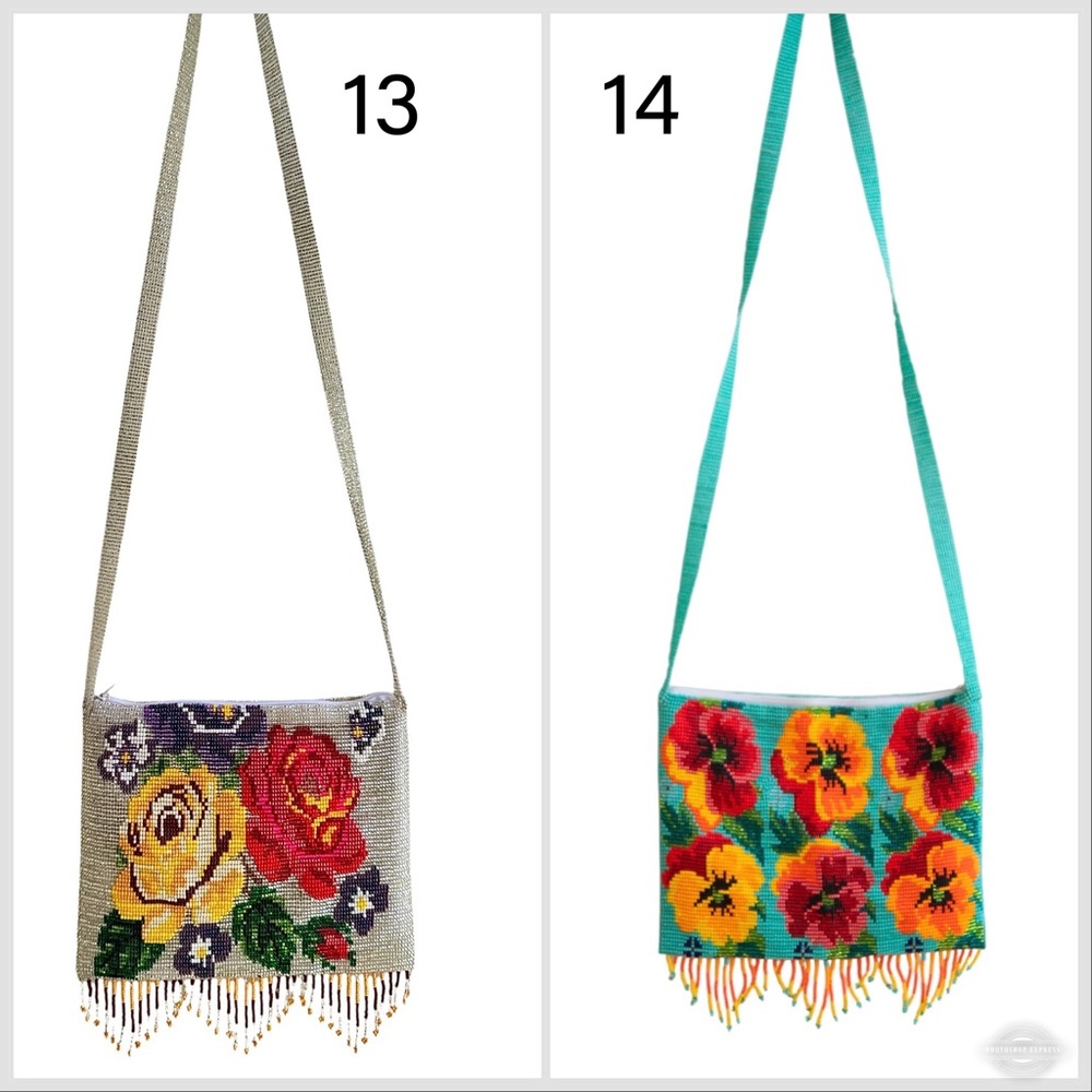 Genuine fully beaded crossover bag! Indignous made beaded bag - Picture 10 of 11